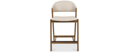 Camden Ivory Leather Rustic Oak Barstool