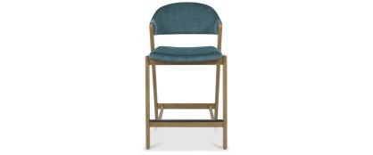 Camden Azure Velvet Rustic Oak Barstool
