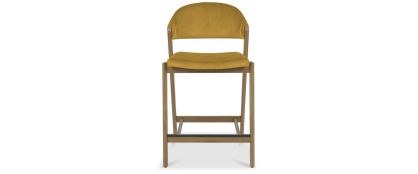 Camden Mustard Velvet Rustic Oak Barstool