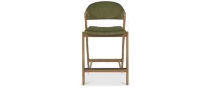 Camden Cedar Velvet Rustic Oak Barstool