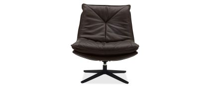 Elijah Cigar Leather Swivel Armchair