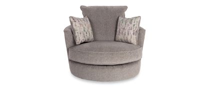 Isaac Lassie Silver Fabric Swivel Chair