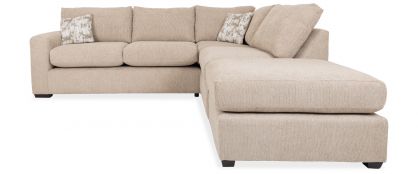 Remi Wicker Beige Fabric Corner Sofa With Fabric Footstool 2.5L/1.5R