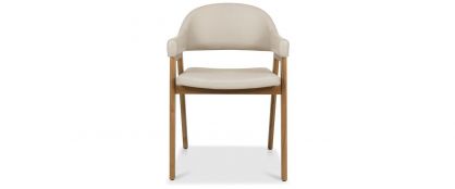 Camden Rustic Oak & Bonded Ivory Chair With Arms