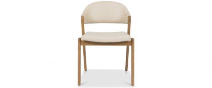 Camden Rustic Oak & Bonded Ivory Leather Dining Chair