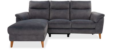 Dexter Shadow Fabric Power Reclining Corner Sofa with Left Hand Facing Chaise