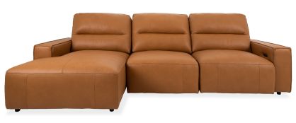 Levi Tan Leather Power Left Hand Facing Chaise