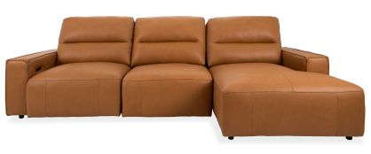 Levi Tan Leather Power Right Hand Facing Chaise