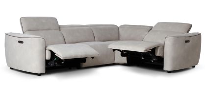 Rafael Ivory Fabric 4 Piece Modular Power Corner Sofa