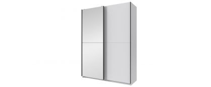 Derby Slide White Mirror Wardrobe - 135cm