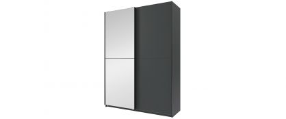 Derby Slide Graphite & Mirror Wardrobe - 135cm