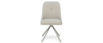 Avorio Cream Faux Leather Swivel Dining Chair