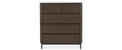 Augusto Dark Brown Wood & Ceramic Top 5 Drawer Chest