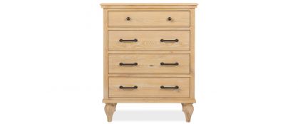Heritage Natural Oak Wooden 4 Drawer Tallboy