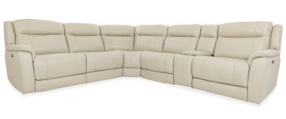 Horizon Ivory Leather 6 Piece Powered Recliner Corner Group