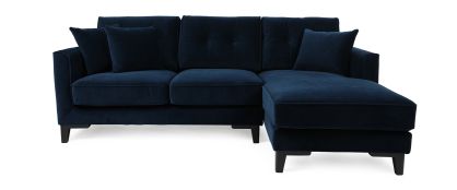 Inspire Navy Velvet Corner Group with Right Hand Facing Chaise