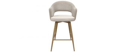 Lia Beige Fabric & Ivory Faux Leather Swivel Barstool