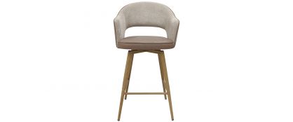  Lia Light Grey & Beige Faux Leather & Fabric Swivel Barstool