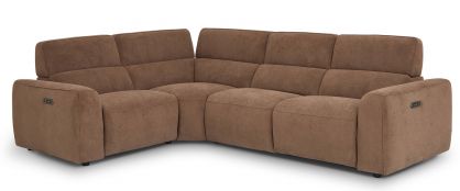 Mocha Mink Fabric Power Recliner Corner Group (2.5R/1.5L)