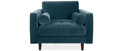 Scott Azure Blue Velvet 1 Seater Armchair