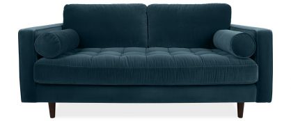 Scott Azure Blue Velvet 2 Seater Sofa