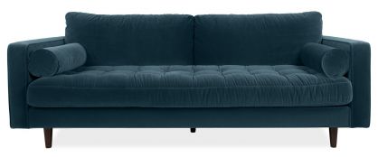 Scott Azure Blue Velvet 3 Seater Sofa