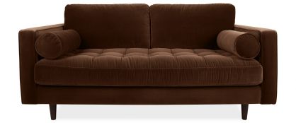 Scott Chocolate Brown Velvet 2 Seater Sofa