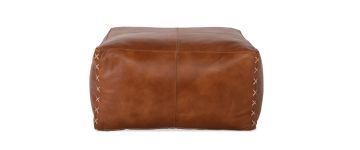 Billie Tan Square Leather Pouf