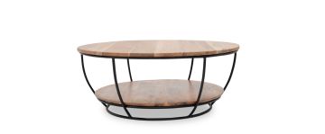 Indie Acacia Wood Round Top Coffee Table