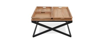 Indie Acacia Wood Coffee Table With Trays