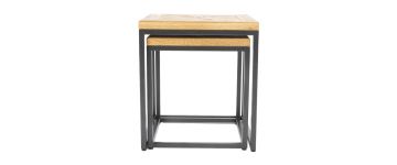 Indus Rustic Oak & Peppercorn Nest of Tables