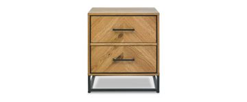 Chevron Oak 2 Drawer Nightstand