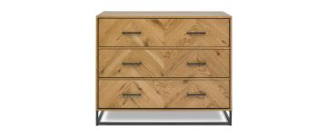 Chevron Oak 3 Drawer Wide Chest