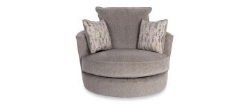 Isaac Lassie Silver Fabric Swivel Chair