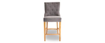 Carter Grey Fabric Bar Stool with Oak Legs