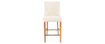 Carter Beige Fabric Bar Stool with Oak Legs