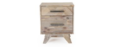 Indiana Acacia Wooden 2 Drawer Bedside Locker