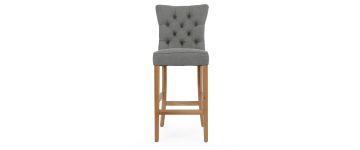 Marlow Grey Fabric Bar Stool with Oak Legs