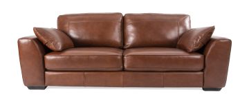 Melrose Brown Leather 3 Seater Sofa