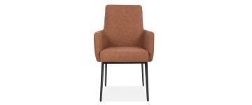 Ezra Tan Faux Leather Dining Chair with Arms