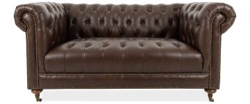 Crawford Chesterfield Cigar Leather 2 Seater Sofa