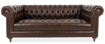 Crawford Chesterfield Cigar Leather 4 Seater Sofa