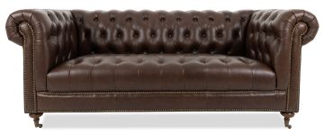 Crawford Chesterfield Cigar Leather 3 Seater Sofa