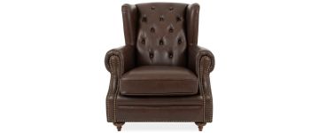 Crawford Chesterfield Cigar Leather Wing Armchair