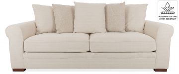 Nora Cream Fabric 4 Seater Pillow Back Sofa