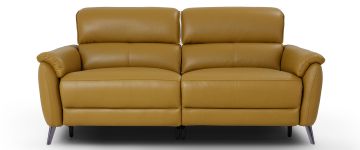 Lucia Mustard Leather 3 seater Powered Recliner Sofa