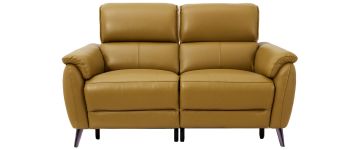 Lucia Mustard Leather 2 seater Powered Recliner Sofa