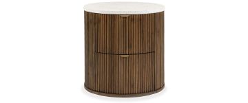 Beau Brown Wooden Oval Bedside Locker 