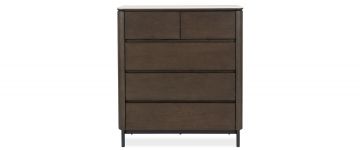 Augusto Dark Brown Wood & Ceramic Top 5 Drawer Chest