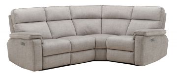 Ella Plush Beige 4 Piece Fabric Power Recliner Corner Sofa